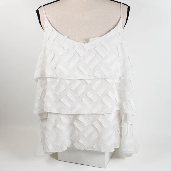 Anthropologie Amadi Ameline Tiered Cami Tank White Ivory Textured Size XL - Picture 3 of 8